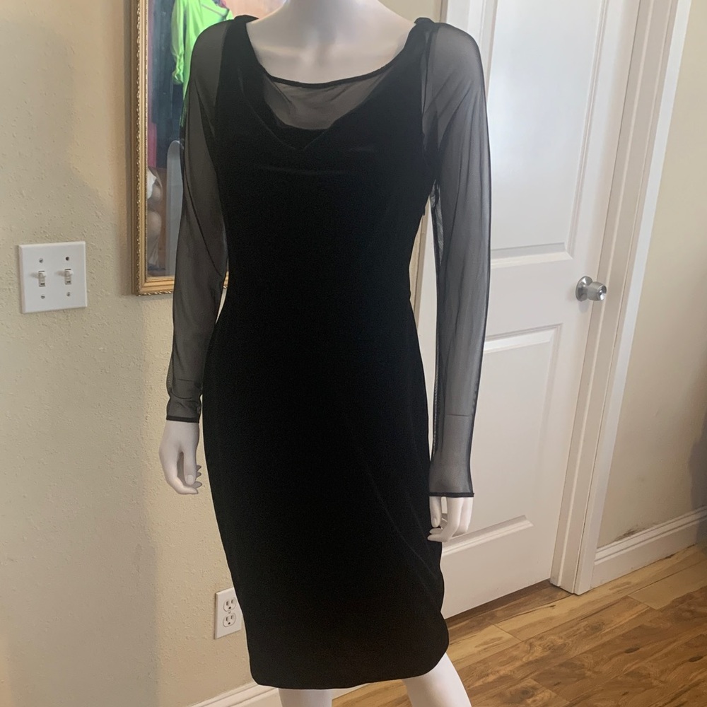 DKNY Black Dress with Sheer Sleeves
